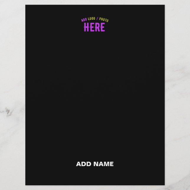 STYLISH MODERN CUSTOMIZABLE BLACK VERIFIED BRANDED CUSTOM LETTERHEAD (Front)