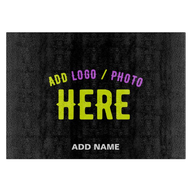 STYLISH MODERN CUSTOMIZABLE BLACK VERIFIED BRANDED CUTTING BOARD (Front)