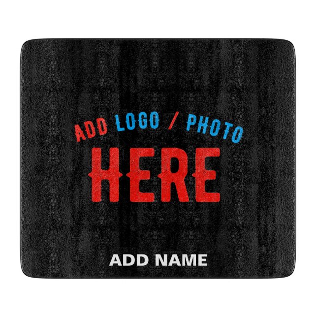 STYLISH MODERN CUSTOMIZABLE BLACK VERIFIED BRANDED CUTTING BOARD (Front)