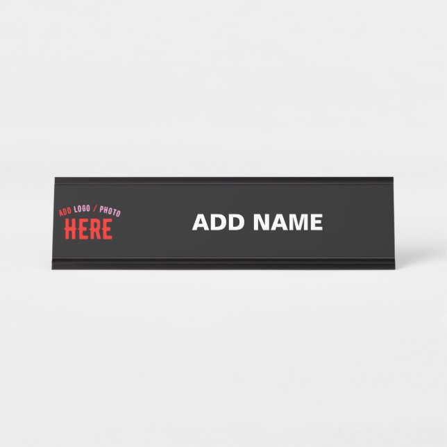 STYLISH MODERN CUSTOMIZABLE BLACK VERIFIED BRANDED DESK NAME PLATE (Front)