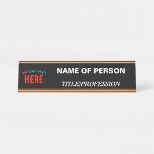 STYLISH MODERN CUSTOMIZABLE BLACK VERIFIED BRANDED DESK NAME PLATE