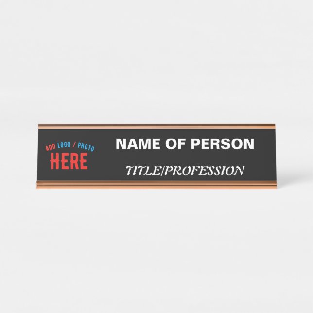 STYLISH MODERN CUSTOMIZABLE BLACK VERIFIED BRANDED DESK NAME PLATE (Front)
