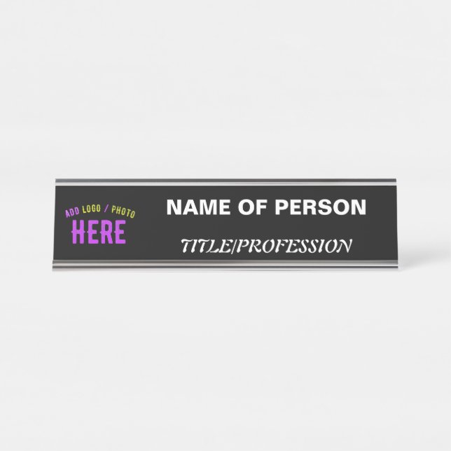 STYLISH MODERN CUSTOMIZABLE BLACK VERIFIED BRANDED DESK NAME PLATE (Front)