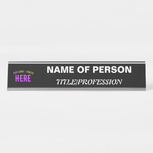 STYLISH MODERN CUSTOMIZABLE BLACK VERIFIED BRANDED DESK NAME PLATE (Front)