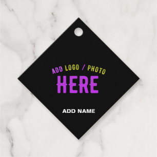 STYLISH MODERN CUSTOMIZABLE BLACK VERIFIED BRANDED FAVOUR TAGS