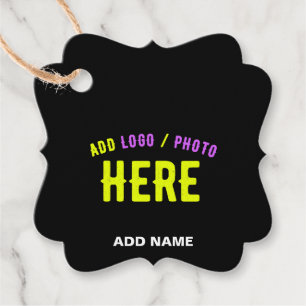 STYLISH MODERN CUSTOMIZABLE BLACK VERIFIED BRANDED FAVOUR TAGS