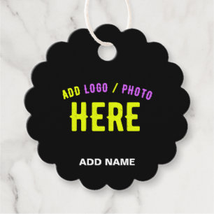 STYLISH MODERN CUSTOMIZABLE BLACK VERIFIED BRANDED FAVOUR TAGS