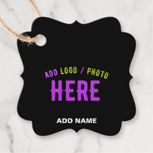 STYLISH MODERN CUSTOMIZABLE BLACK VERIFIED BRANDED FAVOUR TAGS