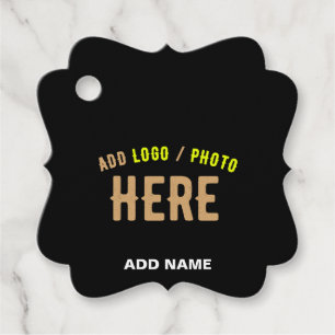 STYLISH MODERN CUSTOMIZABLE BLACK VERIFIED BRANDED FAVOUR TAGS