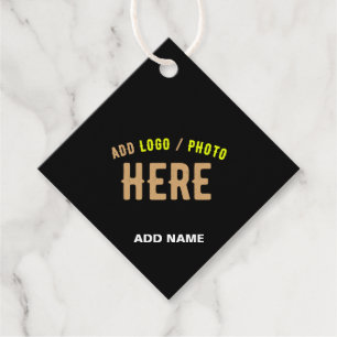 STYLISH MODERN CUSTOMIZABLE BLACK VERIFIED BRANDED FAVOUR TAGS