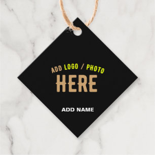 STYLISH MODERN CUSTOMIZABLE BLACK VERIFIED BRANDED FAVOUR TAGS