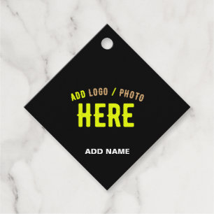 STYLISH MODERN CUSTOMIZABLE BLACK VERIFIED BRANDED FAVOUR TAGS