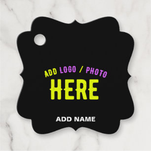 STYLISH MODERN CUSTOMIZABLE BLACK VERIFIED BRANDED FAVOUR TAGS