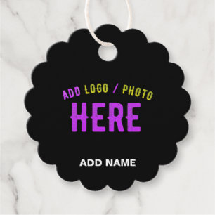 STYLISH MODERN CUSTOMIZABLE BLACK VERIFIED BRANDED FAVOUR TAGS