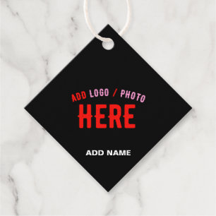 STYLISH MODERN CUSTOMIZABLE BLACK VERIFIED BRANDED FAVOUR TAGS