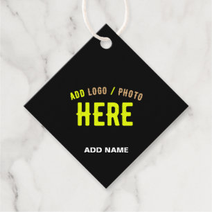 STYLISH MODERN CUSTOMIZABLE BLACK VERIFIED BRANDED FAVOUR TAGS