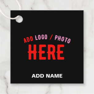 STYLISH MODERN CUSTOMIZABLE BLACK VERIFIED BRANDED FAVOUR TAGS
