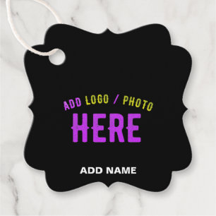 STYLISH MODERN CUSTOMIZABLE BLACK VERIFIED BRANDED FAVOUR TAGS