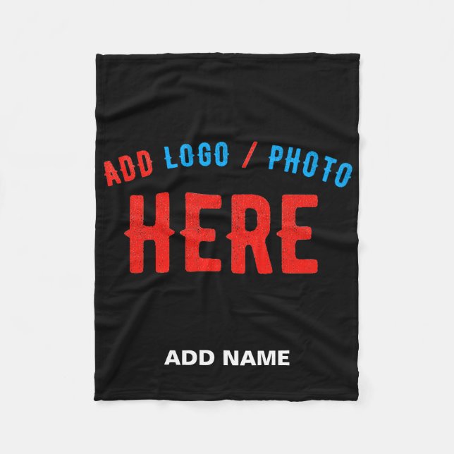 STYLISH MODERN CUSTOMIZABLE BLACK VERIFIED BRANDED FLEECE BLANKET (Front)