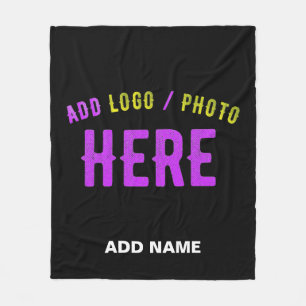STYLISH MODERN CUSTOMIZABLE BLACK VERIFIED BRANDED FLEECE BLANKET