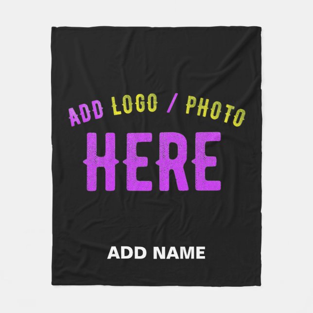 STYLISH MODERN CUSTOMIZABLE BLACK VERIFIED BRANDED FLEECE BLANKET (Front)
