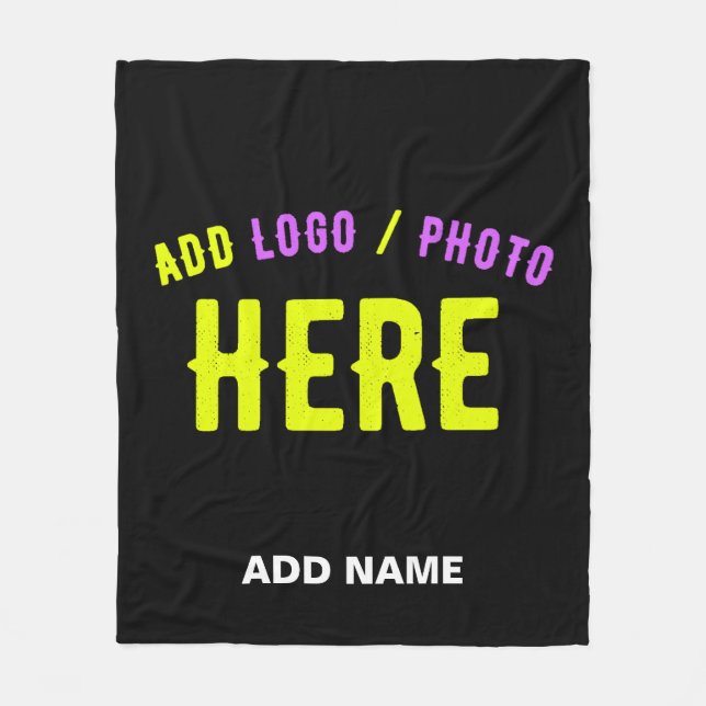 STYLISH MODERN CUSTOMIZABLE BLACK VERIFIED BRANDED FLEECE BLANKET (Front)