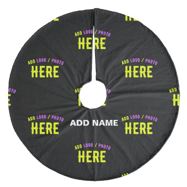 STYLISH MODERN CUSTOMIZABLE BLACK VERIFIED BRANDED FLEECE TREE SKIRT (Front)