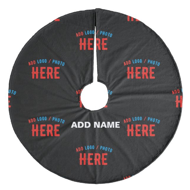 STYLISH MODERN CUSTOMIZABLE BLACK VERIFIED BRANDED FLEECE TREE SKIRT (Front)
