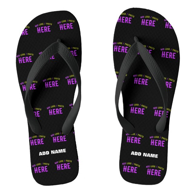 STYLISH MODERN CUSTOMIZABLE BLACK VERIFIED BRANDED FLIP FLOPS (Footbed)