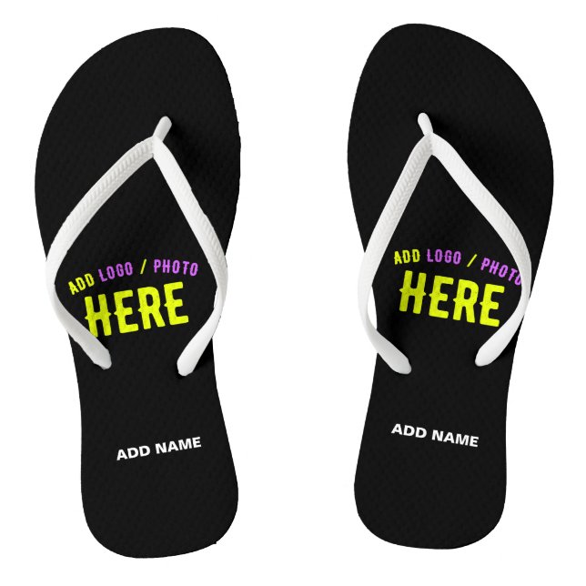 STYLISH MODERN CUSTOMIZABLE BLACK VERIFIED BRANDED FLIP FLOPS (Footbed)