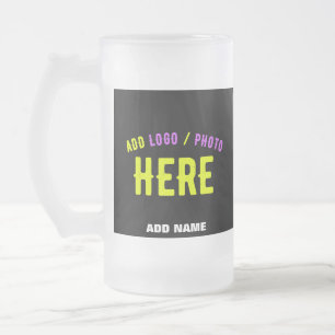 STYLISH MODERN CUSTOMIZABLE BLACK VERIFIED BRANDED FROSTED GLASS BEER MUG