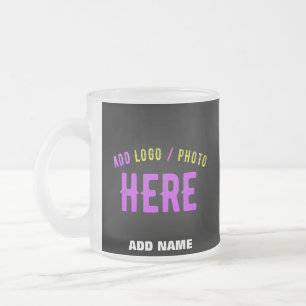 STYLISH MODERN CUSTOMIZABLE BLACK VERIFIED BRANDED FROSTED GLASS COFFEE MUG