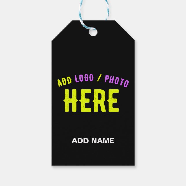 STYLISH MODERN CUSTOMIZABLE BLACK VERIFIED BRANDED GIFT TAGS (Front)