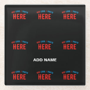 STYLISH MODERN CUSTOMIZABLE BLACK VERIFIED BRANDED GLASS COASTER