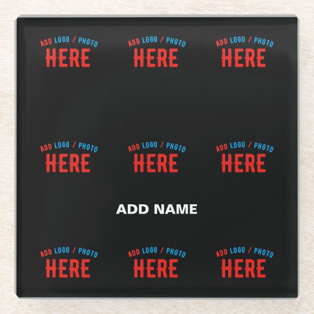 STYLISH MODERN CUSTOMIZABLE BLACK VERIFIED BRANDED GLASS COASTER (Front)