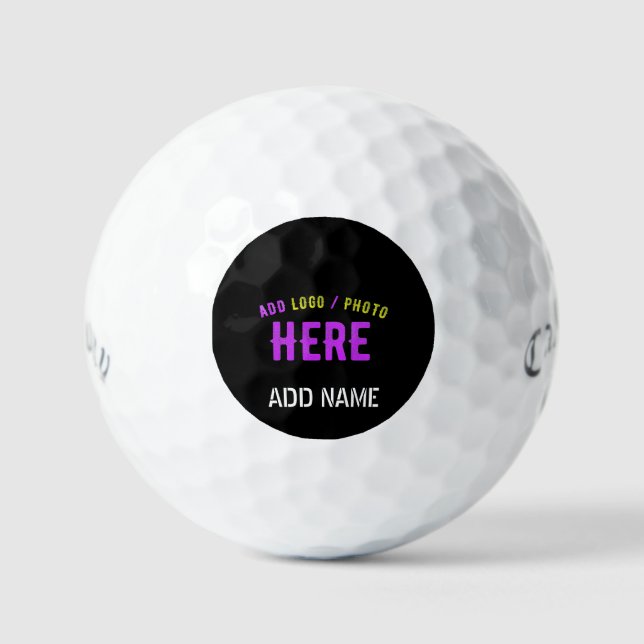 STYLISH MODERN CUSTOMIZABLE BLACK VERIFIED BRANDED GOLF BALLS (Front)