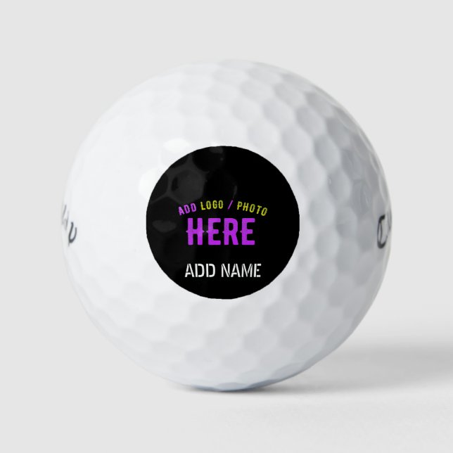 STYLISH MODERN CUSTOMIZABLE BLACK VERIFIED BRANDED GOLF BALLS (Front)