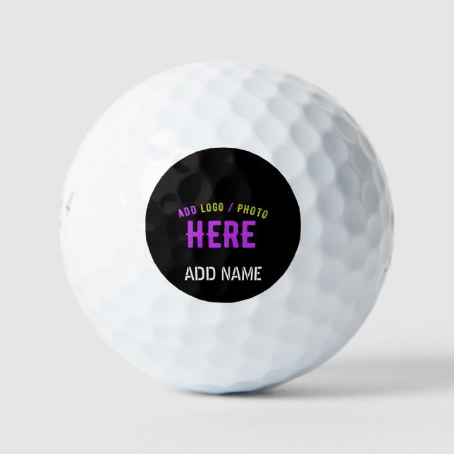 STYLISH MODERN CUSTOMIZABLE BLACK VERIFIED BRANDED GOLF BALLS (Front)