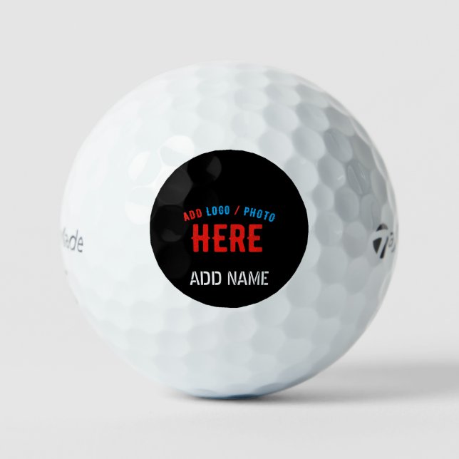 STYLISH MODERN CUSTOMIZABLE BLACK VERIFIED BRANDED GOLF BALLS (Front)