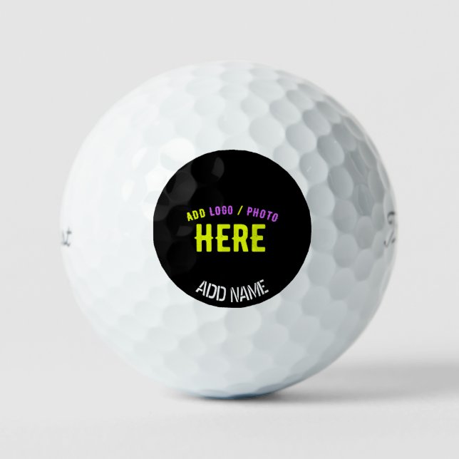 STYLISH MODERN CUSTOMIZABLE BLACK VERIFIED BRANDED GOLF BALLS (Front)