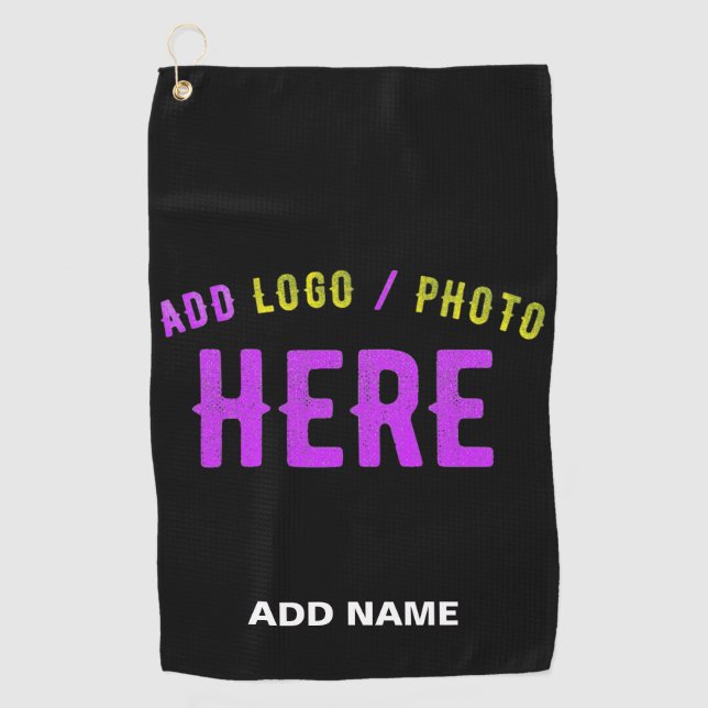 STYLISH MODERN CUSTOMIZABLE BLACK VERIFIED BRANDED GOLF TOWEL (Front)