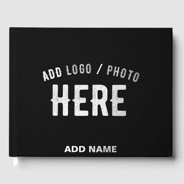 STYLISH MODERN CUSTOMIZABLE BLACK VERIFIED BRANDED GUEST BOOK (Front)