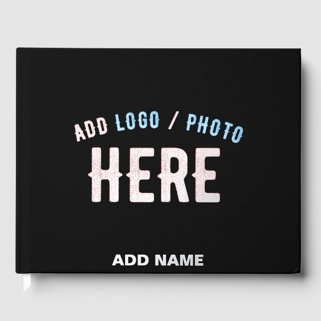 STYLISH MODERN CUSTOMIZABLE BLACK VERIFIED BRANDED GUEST BOOK (Front)