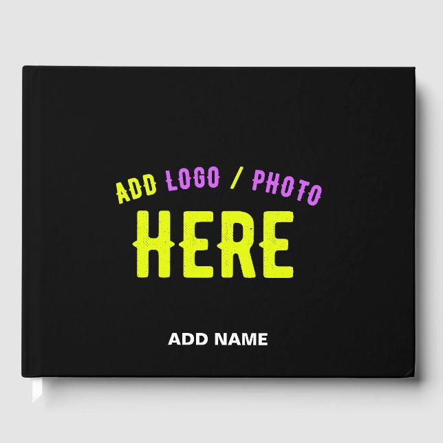 STYLISH MODERN CUSTOMIZABLE BLACK VERIFIED BRANDED GUEST BOOK (Front)