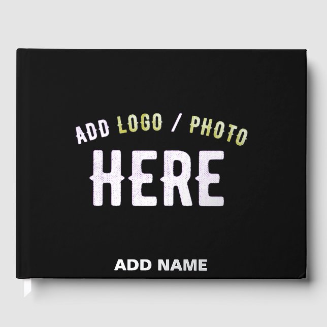 STYLISH MODERN CUSTOMIZABLE BLACK VERIFIED BRANDED GUEST BOOK (Front)