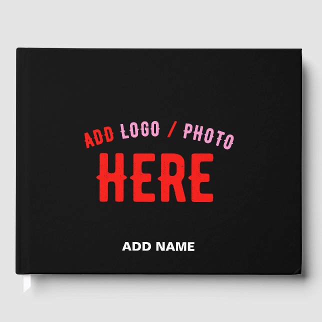 STYLISH MODERN CUSTOMIZABLE BLACK VERIFIED BRANDED GUEST BOOK (Front)
