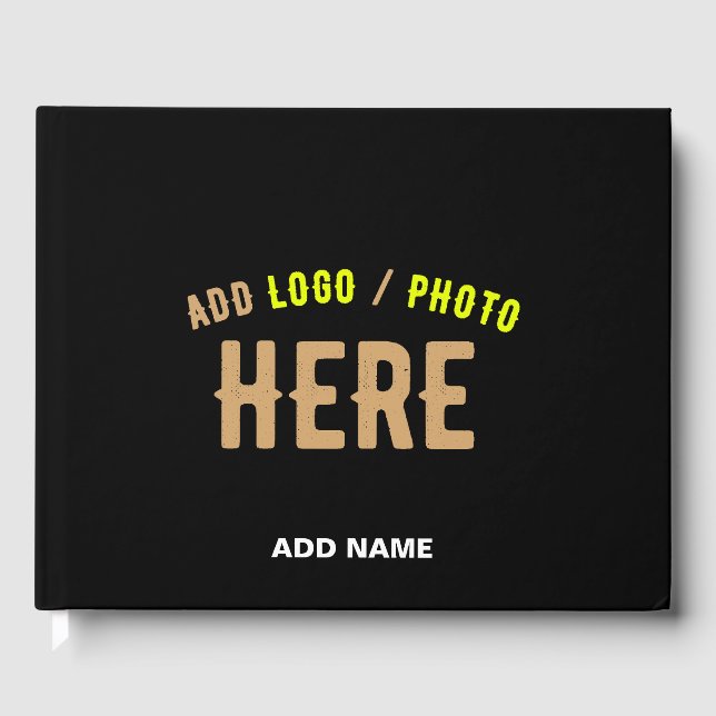 STYLISH MODERN CUSTOMIZABLE BLACK VERIFIED BRANDED GUEST BOOK (Front)