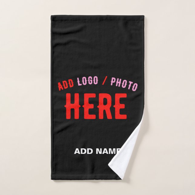STYLISH MODERN CUSTOMIZABLE BLACK VERIFIED BRANDED HAND TOWEL (Hand Towel)
