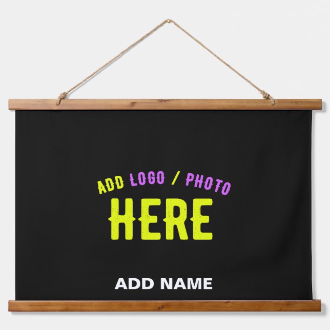 STYLISH MODERN CUSTOMIZABLE BLACK VERIFIED BRANDED HANGING TAPESTRY (Front)
