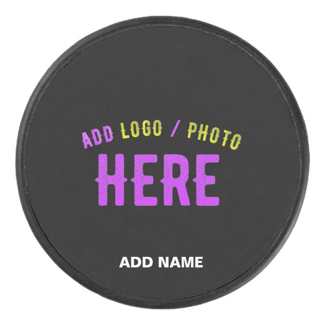 STYLISH MODERN CUSTOMIZABLE BLACK VERIFIED BRANDED HOCKEY PUCK (Front)